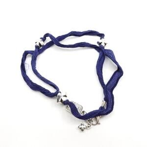NEW KING BABY STUDIO women's multi wrap silk cross bracelet in indigo